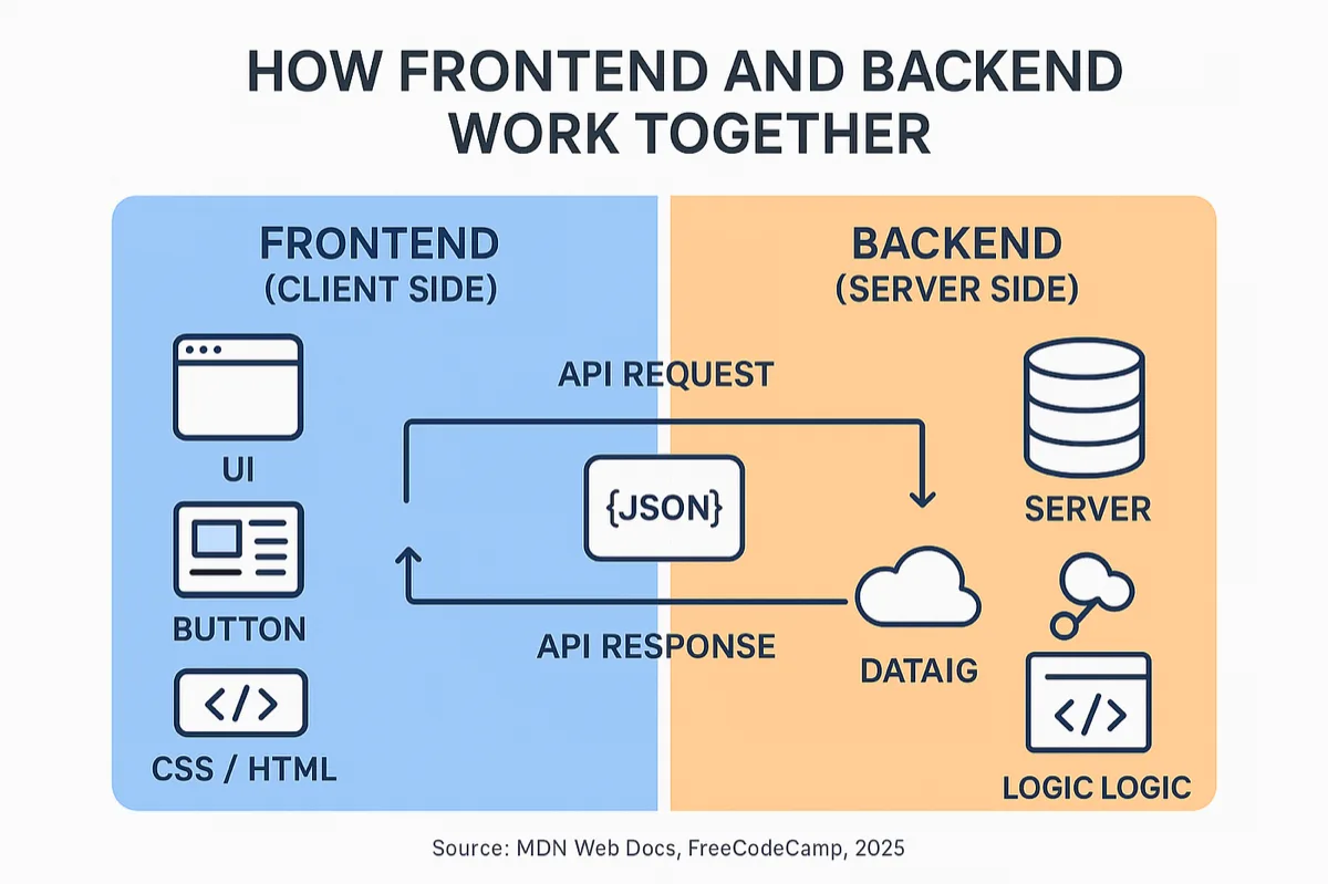 前后端分离:客户端与服务器分工示意